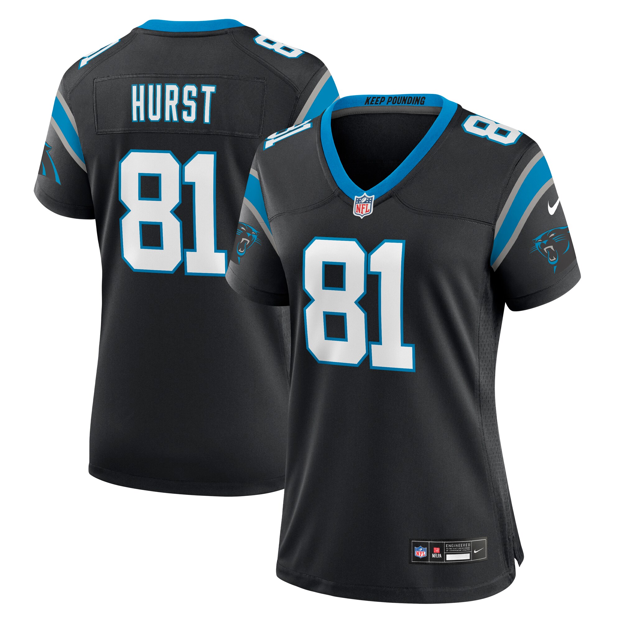 Women’s Carolina Panthers Hayden Hurst Black Team Game Jersey