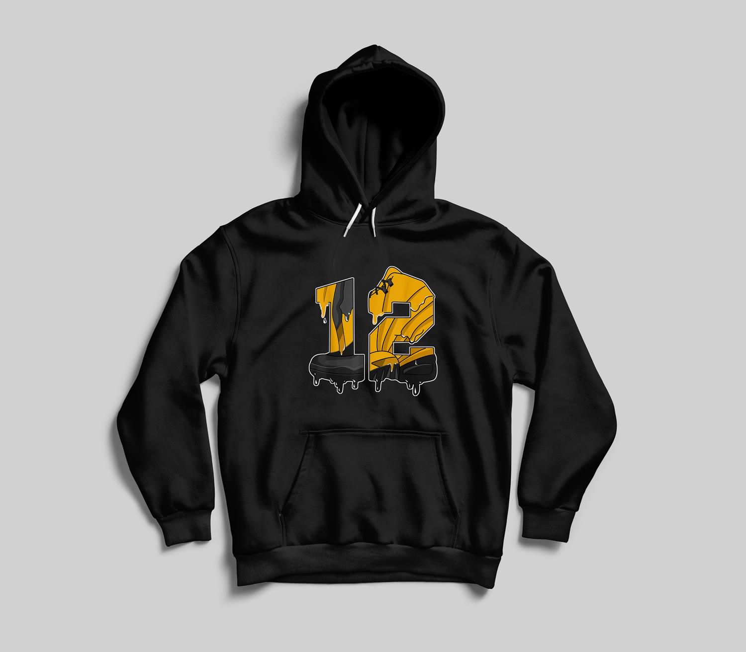 12 Retro Black University Gold Halloween Match Number 12 Youth Hoodie/T-Shirt