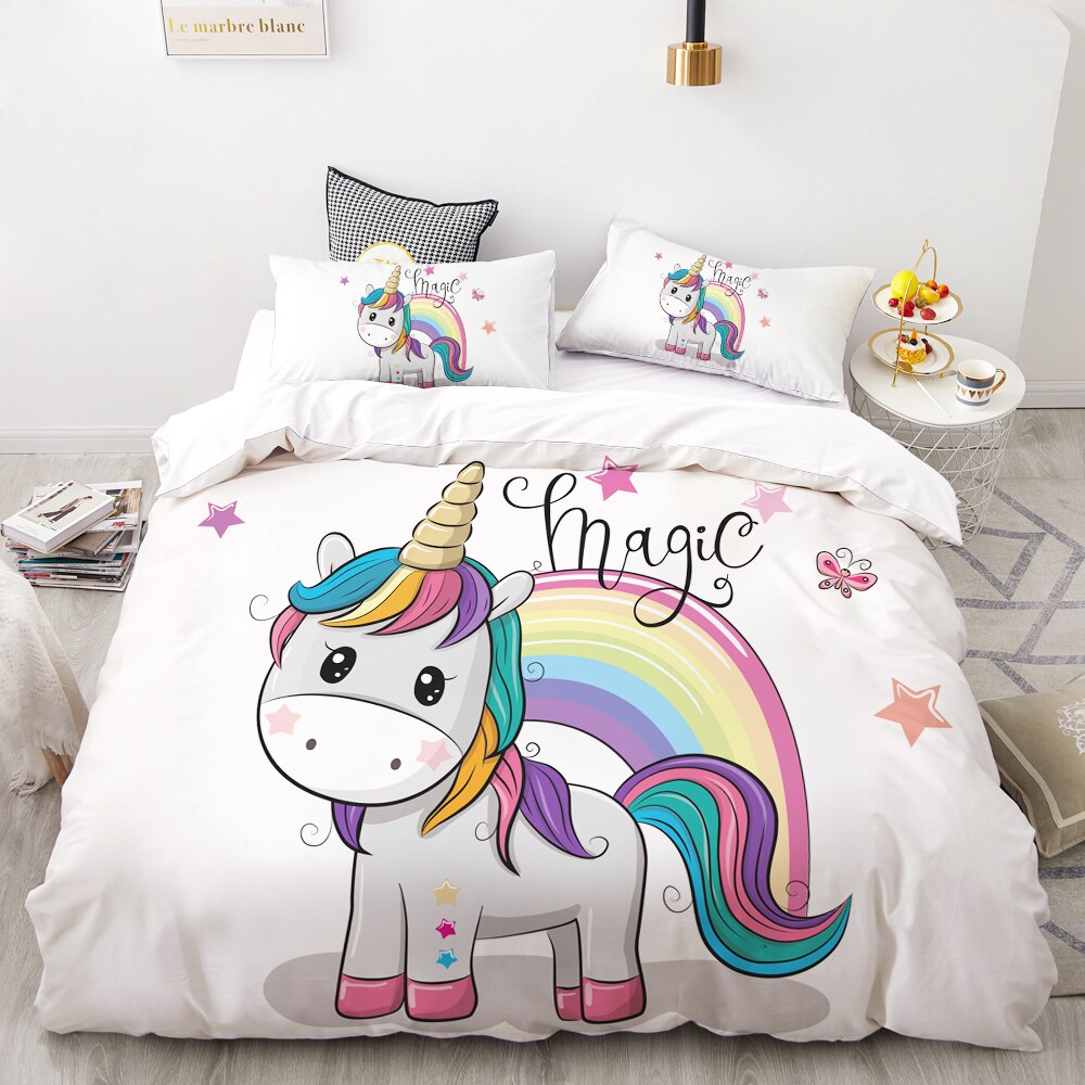 3D Cartoon Bedding Set For Kids/Baby/Children/Girl,Duvet Cover Set Custom/Europe/King,/Blanket Cover Set Unicorn Crown