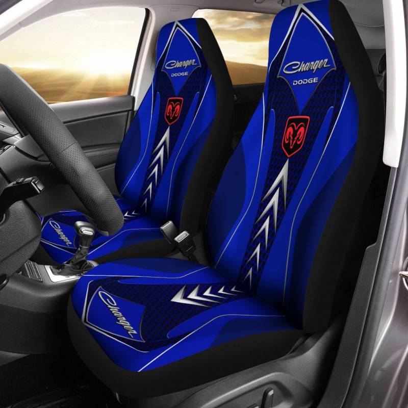 Dodge Charger TDV Car Seat Cover (Set of 2) Ver 2 (Blue)