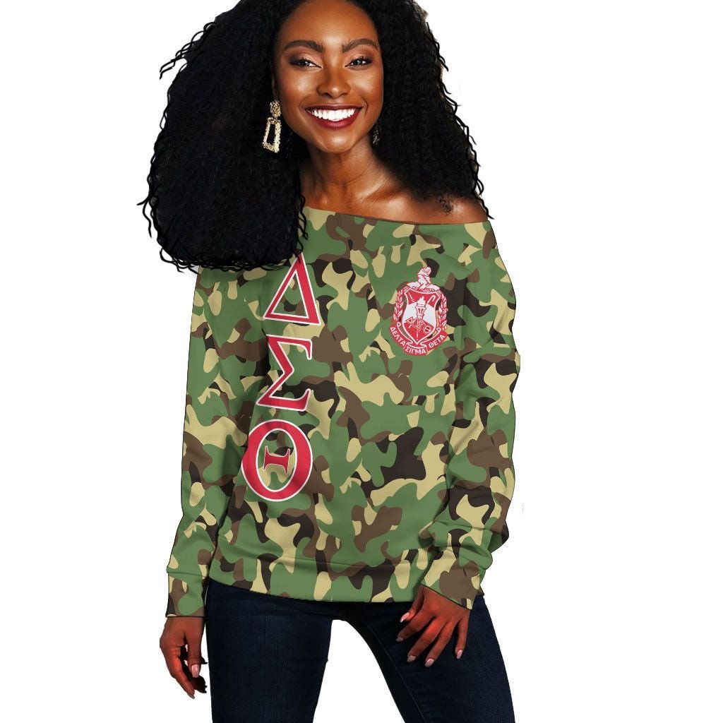 Sorority Sweatshirt – Military Delta Sigma Theta Off Shoulder Sweashirt