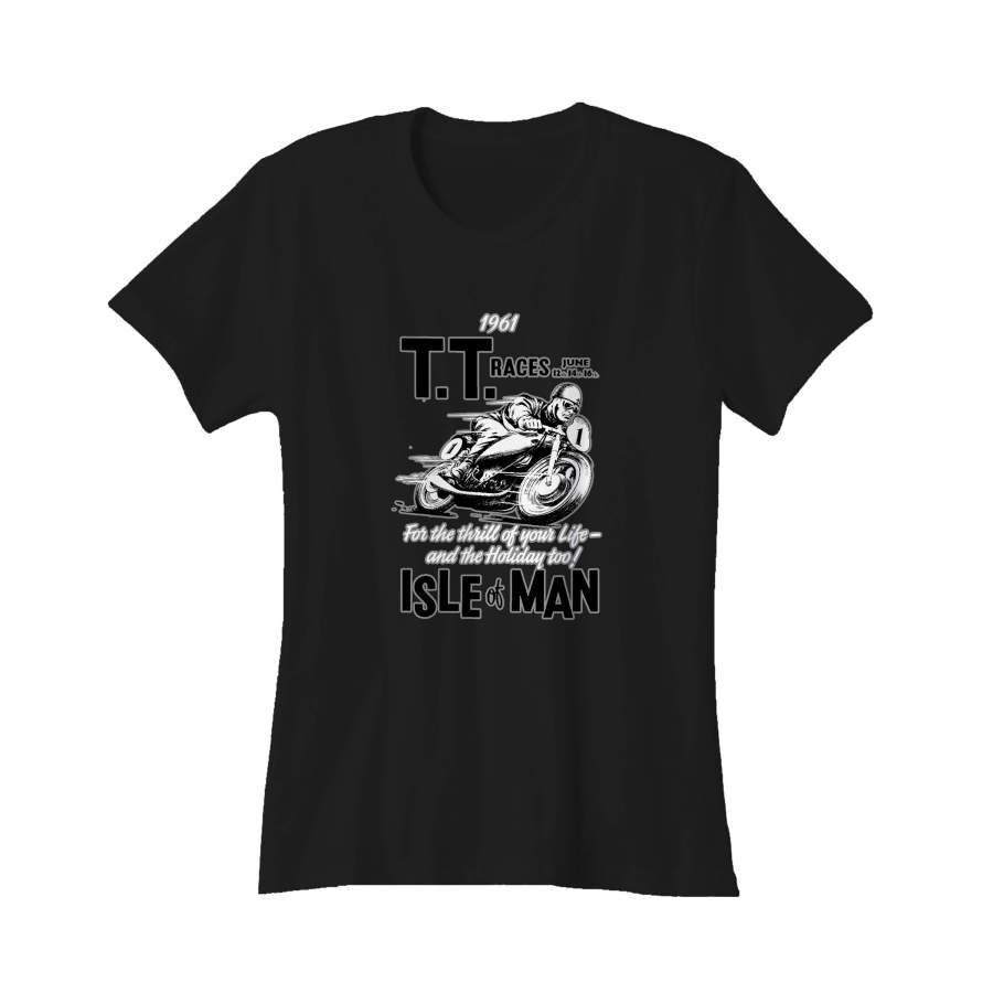 Isle Of Man Tt Road Races Vintage Wheel Iom Motorcycle Racing Graphic Women’s T-Shirt