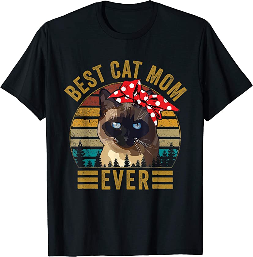 Best Cat Mom Ever Retro Vintage Siamese Cat Cute Mothers day T-Shirt