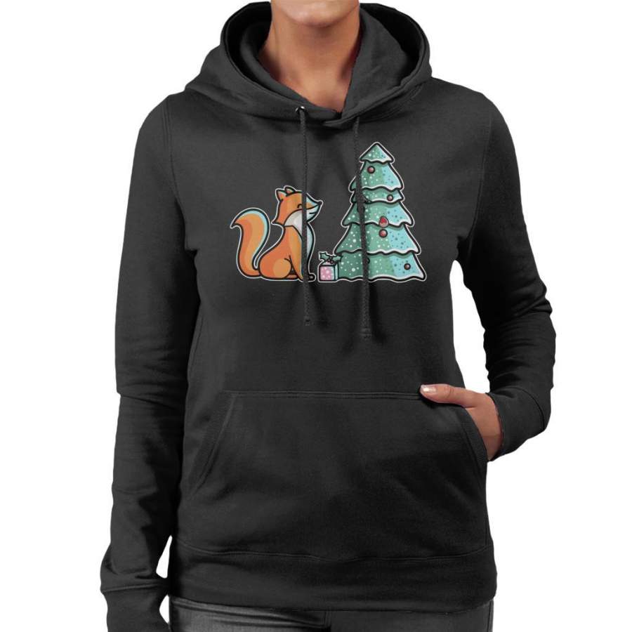 Cute Christmas Fox Women’s Hooded Sweatshirt