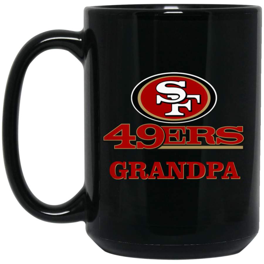 Custom Personalized San Francisco 49ers Logo & Text GRANDPA BM15OZ 15 oz. Black Mug