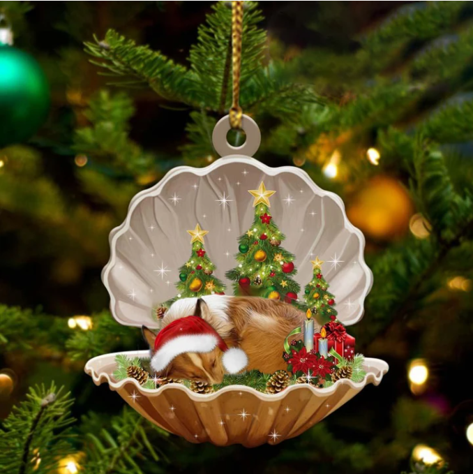 Sheltie3-Sleeping Pearl In Christmas Two Sided Ornament