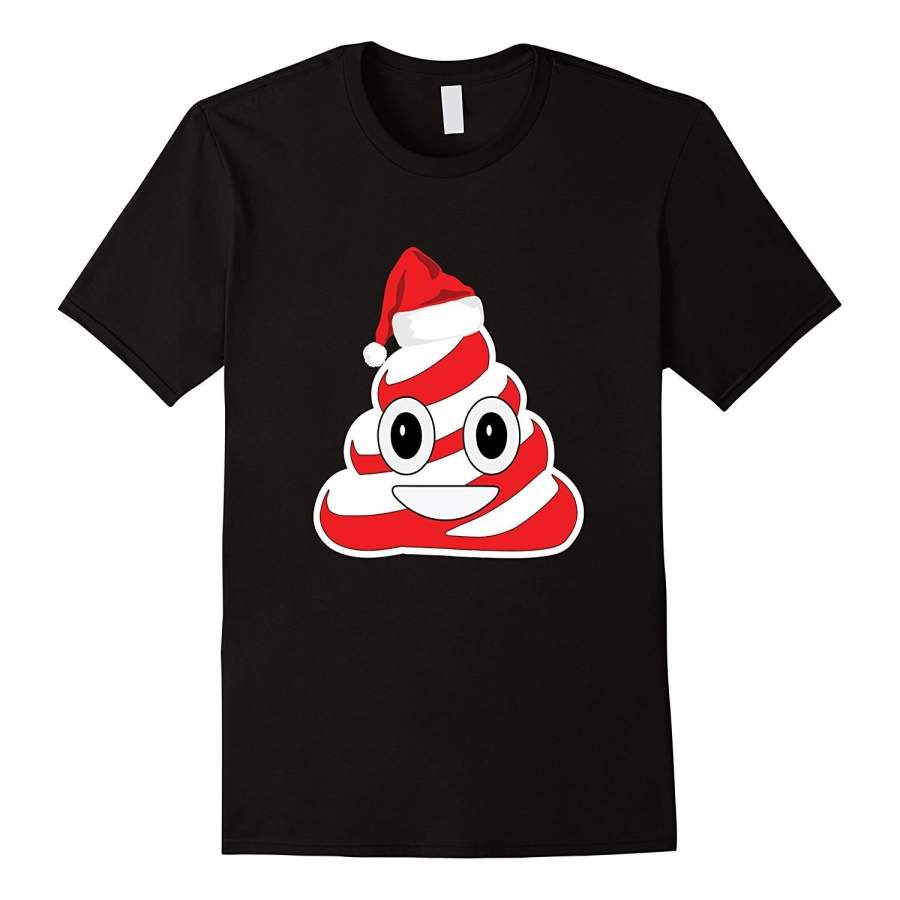 Candy Cane Poop Emoji Shirt Funny Christmas Santa Tee Men Summer T Shirt