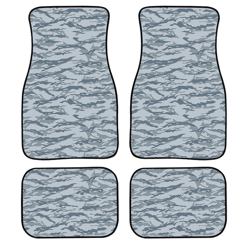 Winter Tiger Stripe Camo Pattern Print Front And Back Car Floor Mats, Front Car Mat