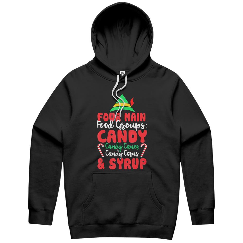 Christmas Four Main Food Groups Elf Buddy Xmas Pajama Gifts Hoodie