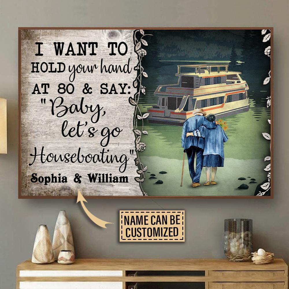 Aeticon Gifts Personalized Houseboating Hold Your Hand Canvas Mom Dad Gift Home Decor