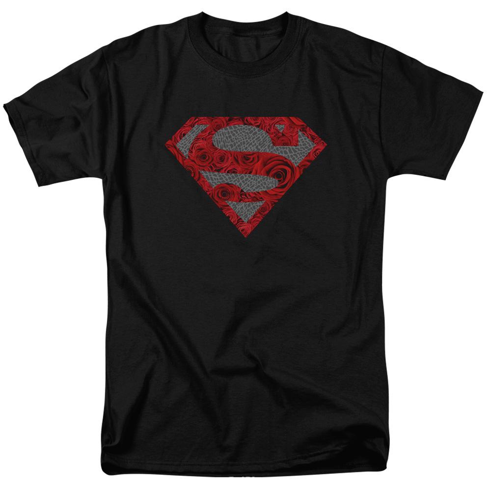 Superman Elephant Rose Shield Mens T Shirt Black