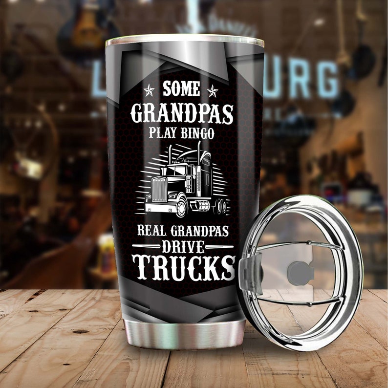 Real Grandpas Drive Trucks Funny Tumbler-Grandpa Tumbler-Birthday Gift Christmas Gift For Grandpa Grandfather