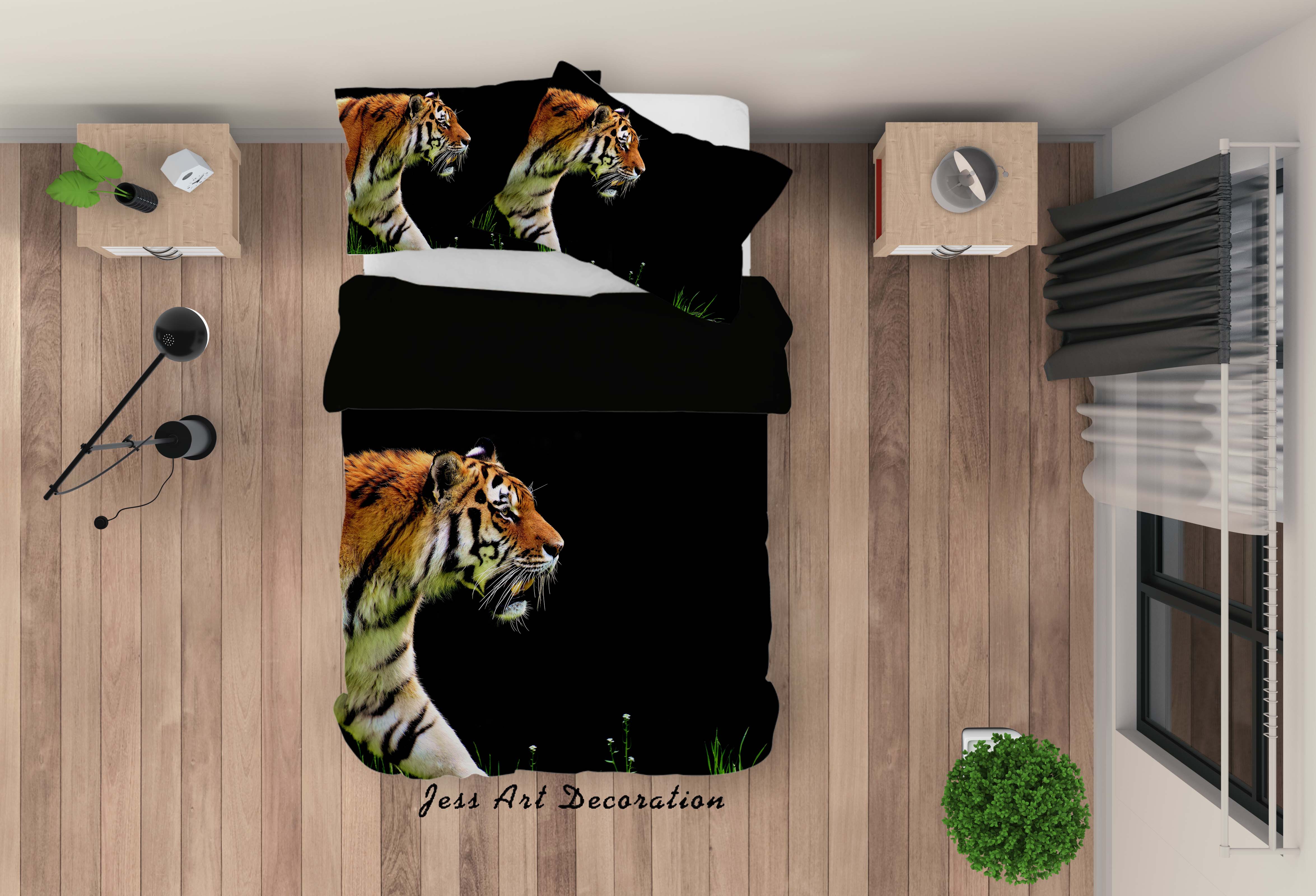 3D Tiger Black Quilt Cover Set Bedding Set Duvet Cover Pillowcases A161 Lqh