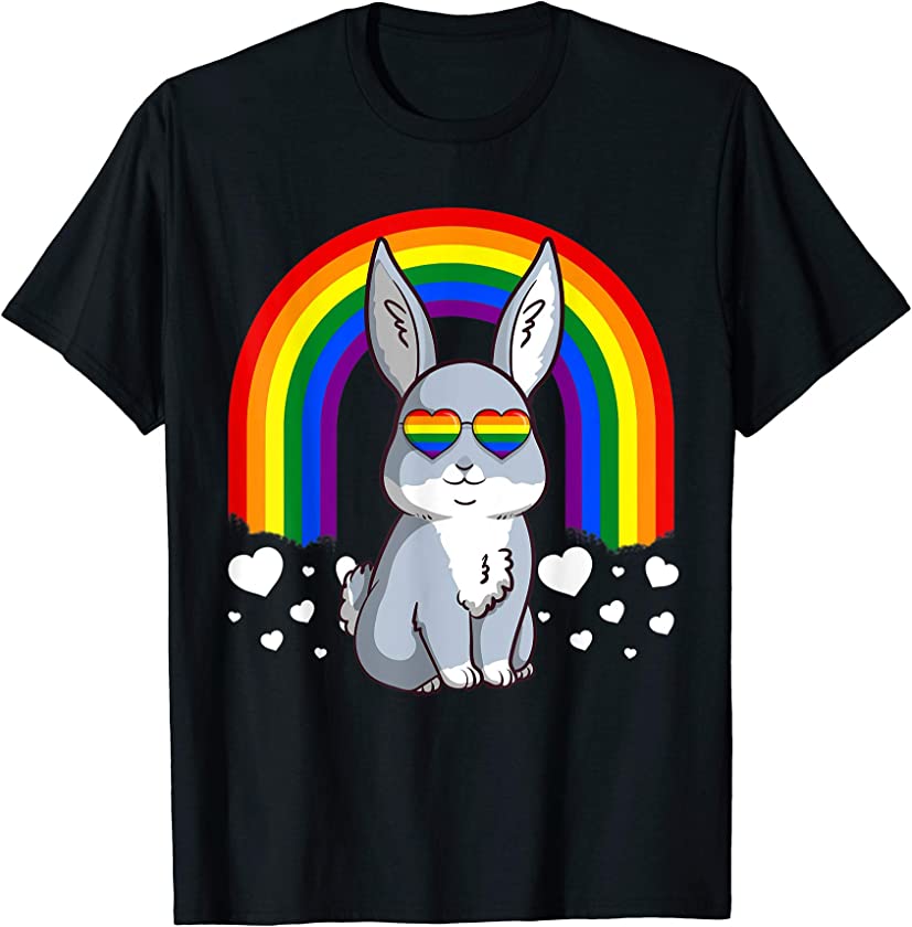 LGBT Rabbit Bunny Gay Pride Rainbow Cute Gift LGBTQ T-Shirt