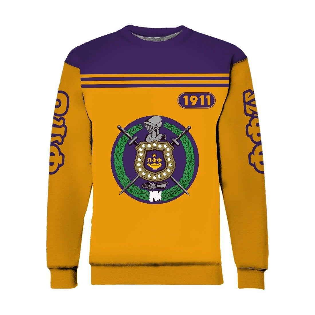 Fraternity Sweatshirt – Omega Psi Phi Yellow Thunder 1911 Crewneck Sweatshirt