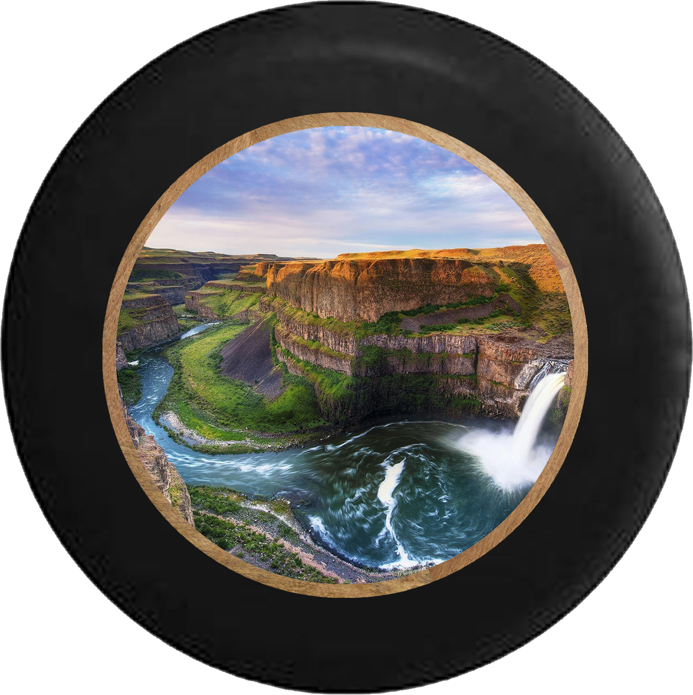 Canyon Waterfall Horseshoe Cove Jeep Camper Spare Tire Cover Black-Custom Size/Color/Ink- R274