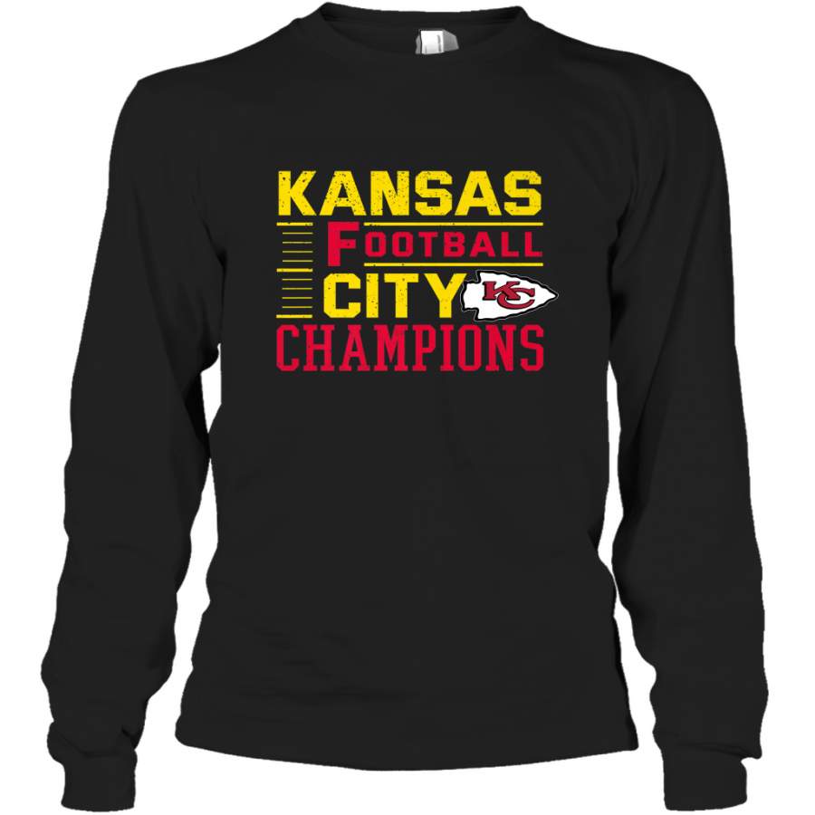 Kansas City Football Champions Vintage KC Distressed Gift Long Sleeve T-Shirt