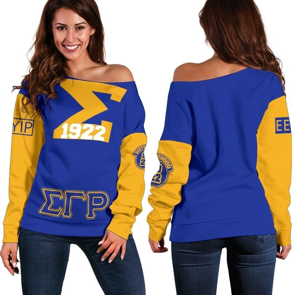 Sorority Sweatshirt – Sigma Gamma Rho Ee-Yip Since 1922 Women Off Shoulder