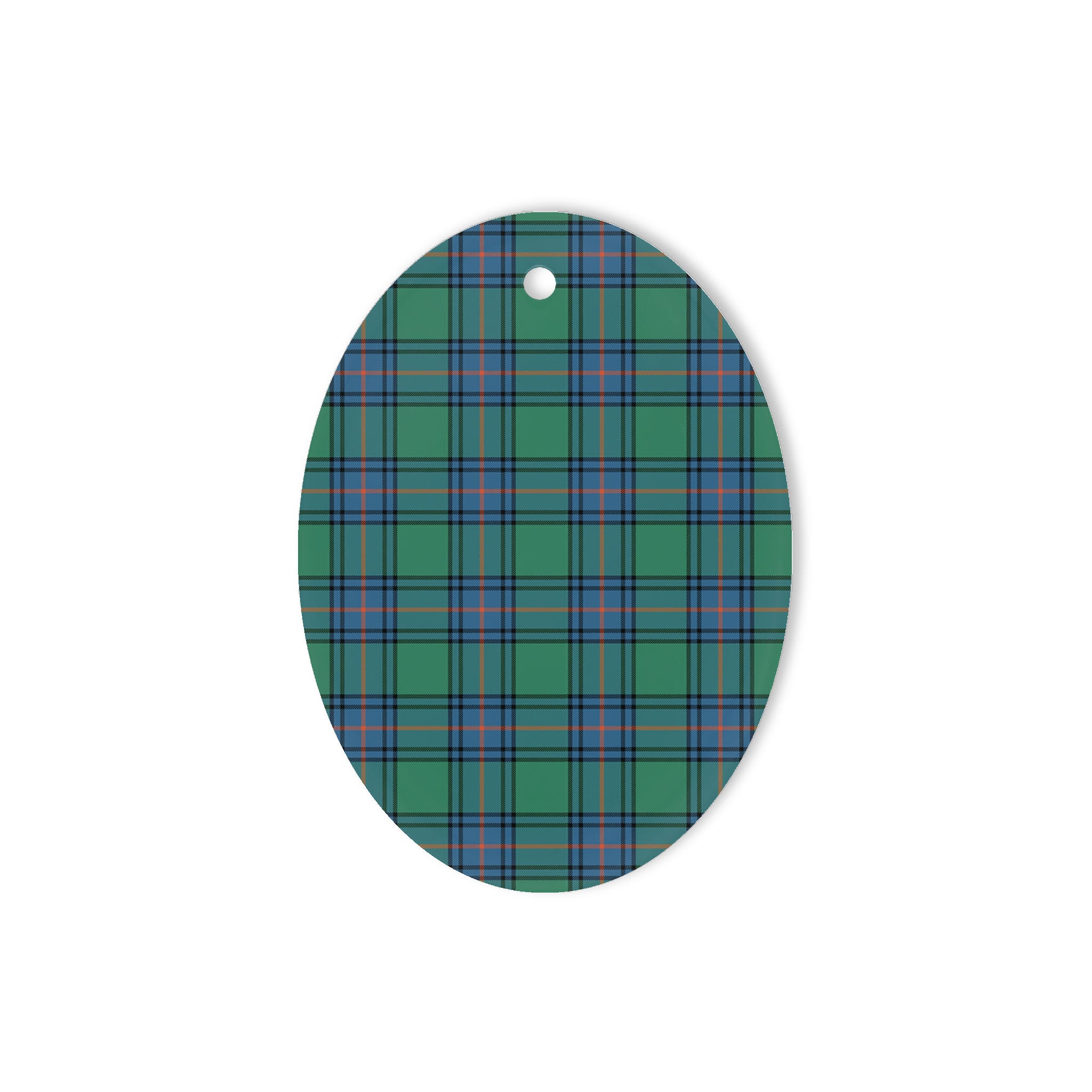 Shaw Ancient Tartan Oval Ornaments, Christmas Tree Ornament, Plaid Christmas Ornaments, Ceramic Oval Christmas Tree Decoration