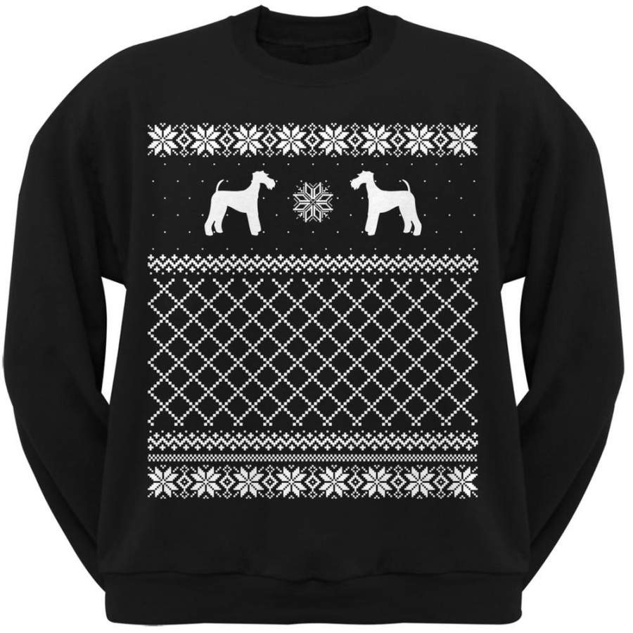 Airedale Terrier Black Adult Ugly Christmas Sweater Crew Neck Sweatshirt