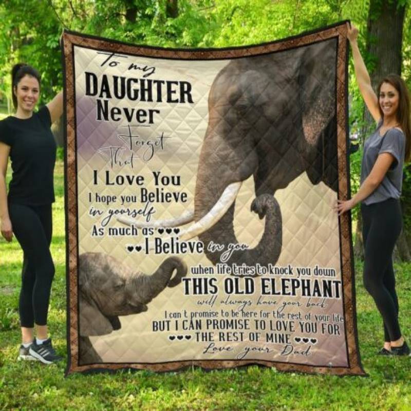 homesweetquilt – Elephant To My Daughter Fleece Blanket, Small, Medium, Large, X-large, hf1408