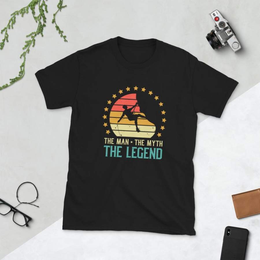 The Man The Myth The Legend Climbing T-Shirt for Men Vintage Rock Climbing Boudering Climber Dad Shirt Father’s Day Gift S-3XL Unisex Tee