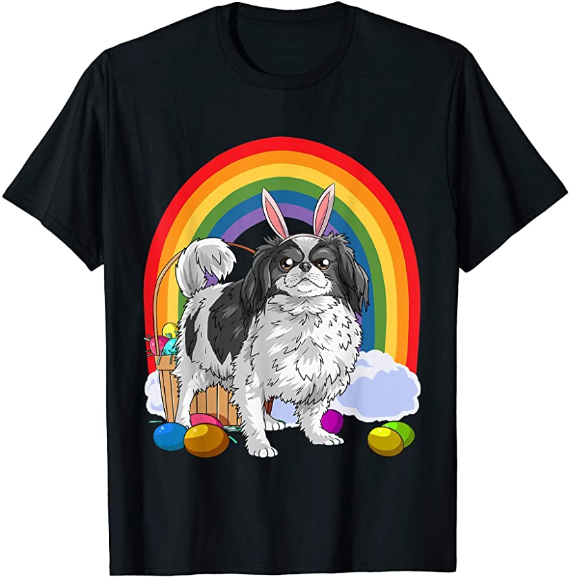 Japanese Chin Easter Eggs Bunny Dog T-Shirt