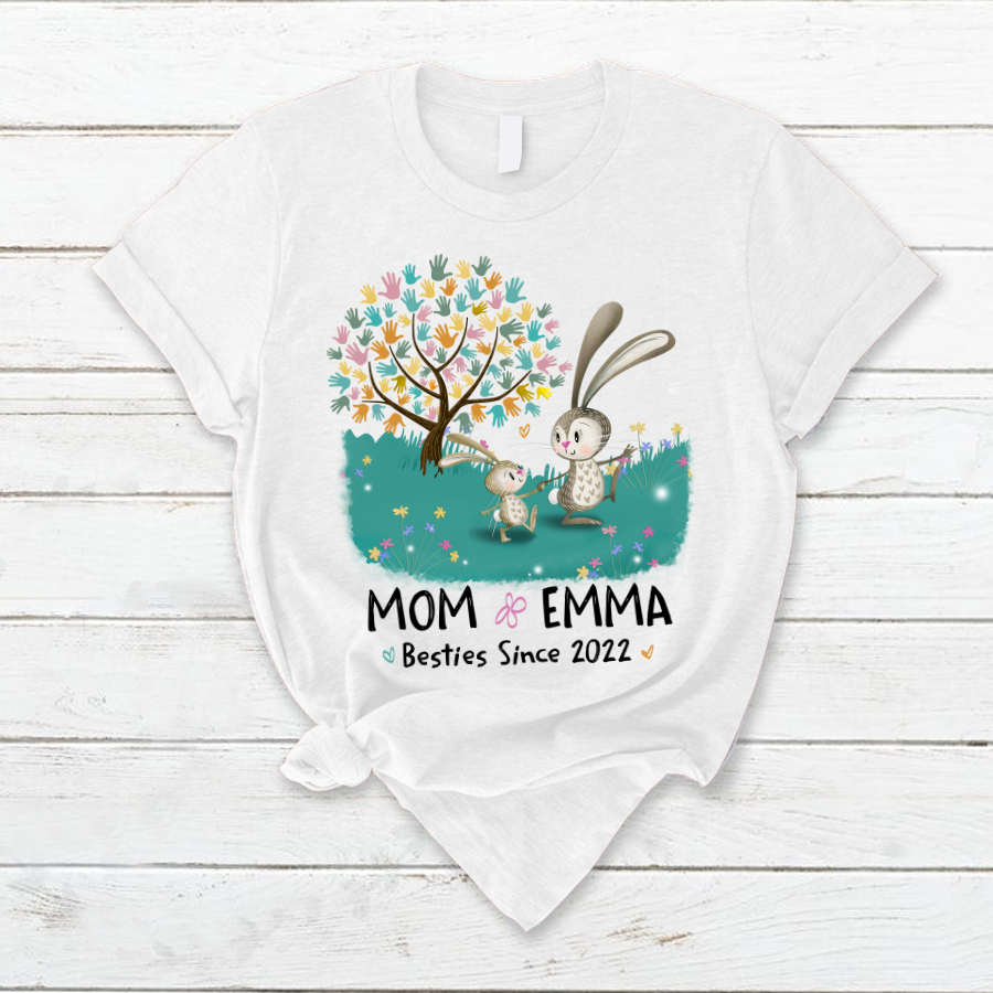 Bunny Mom And Kid Besties T-Shirt