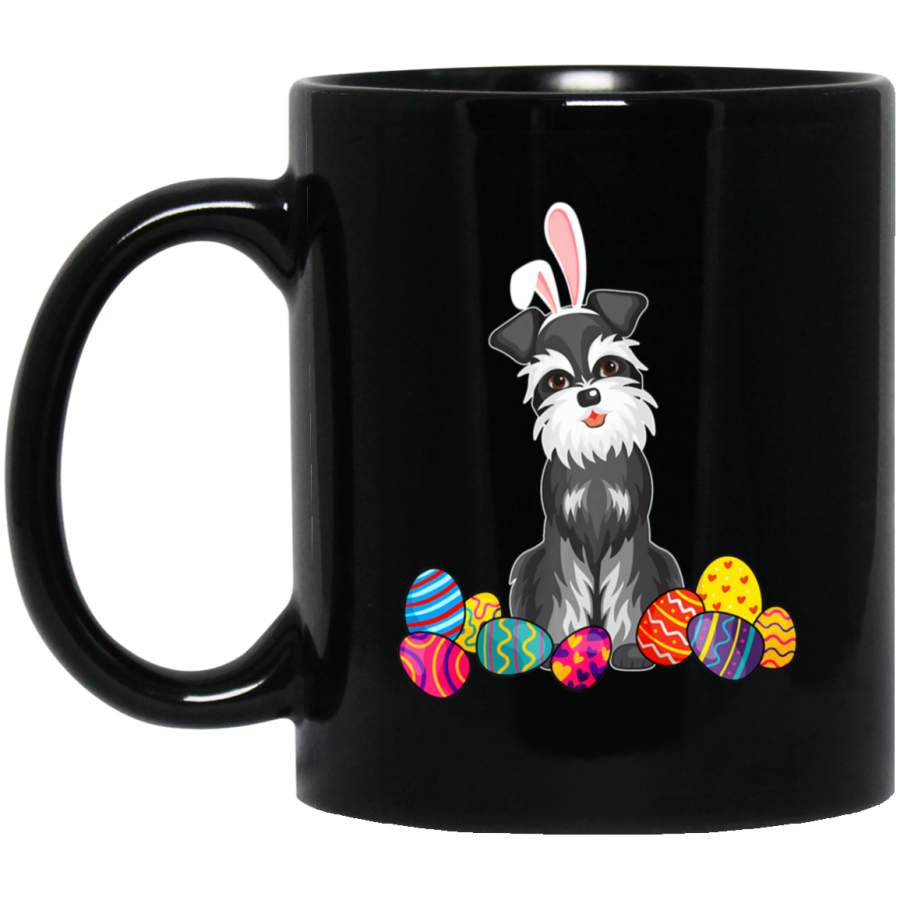 Standard Schnauzer Bunny Ear With Egg Easter Easter Day Shir 11oz 15oz Black Mug Happy Easter Day Funny Colors Eggs Bunny Ears Peeps Cute