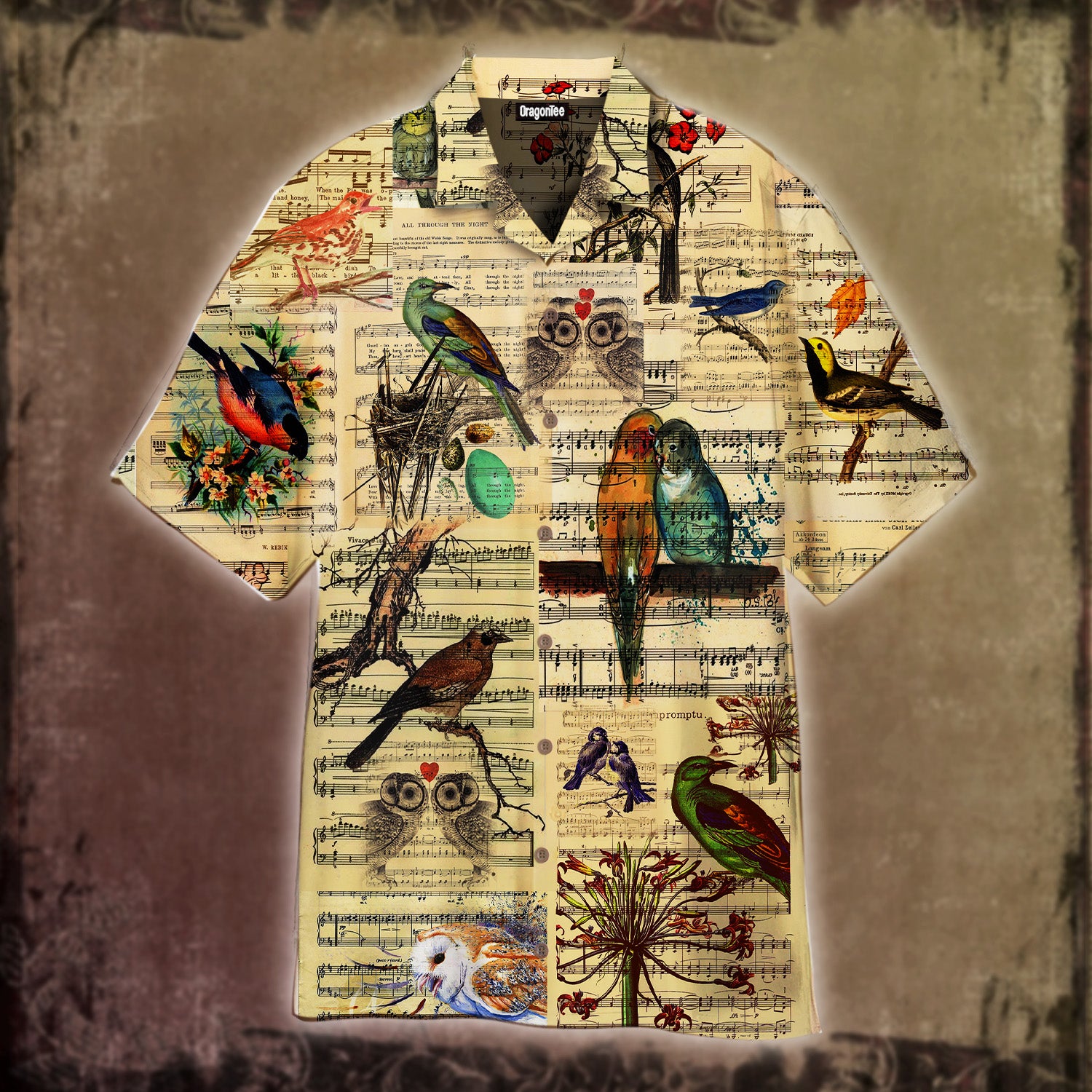 Oragontee Lovely Birds In Music Sheet Hawaii Shirt For Men Women Adult Ha1605