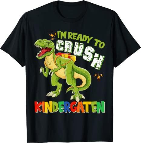 Crush Kindergarten Dinousar Back To School T-Rex Boys T-Shirt