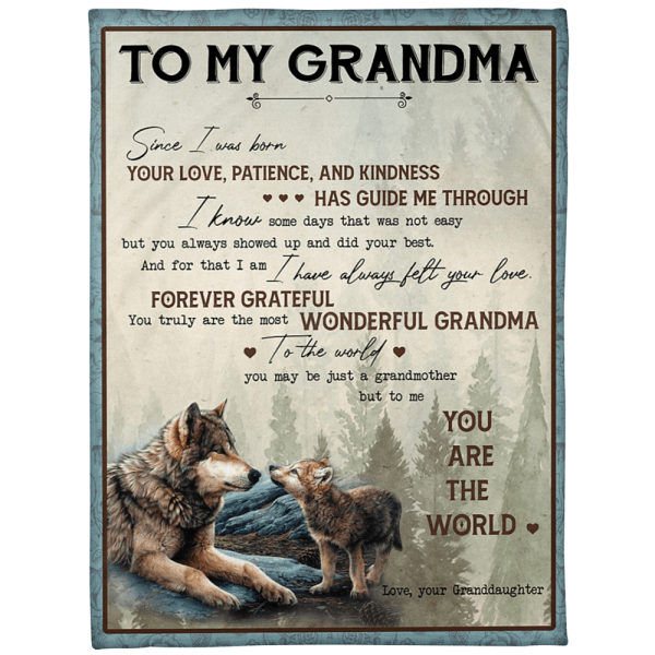 To My Grandma You Are The World Wolves Blanket Gift For Grandma From Granddaughter Mother’S Day Gift Birthday Gift Home Decor Bedding Couch Sofa Soft And Comfy Cozy