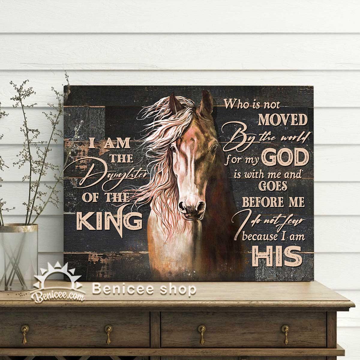 Benicee Horse Motivation Framed/Wrapped Wall Art Canvas I Am The Daughter Of The King Top 3 Home Decor