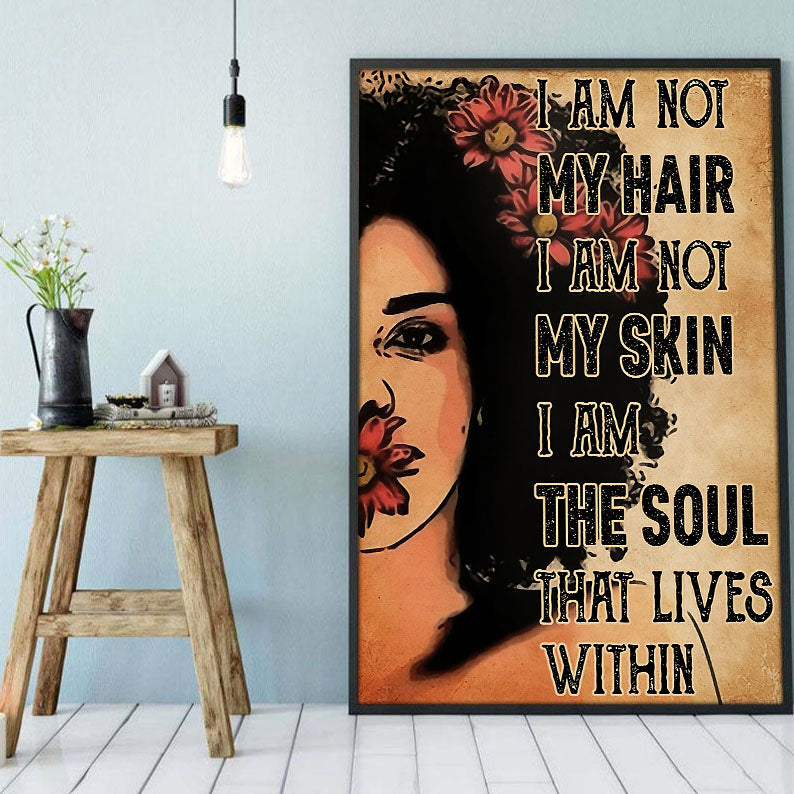 African American Canvas Prints Attractive Afro Art Print Poster Black Woman Afro Man Attractive Wall Art Home Decoration