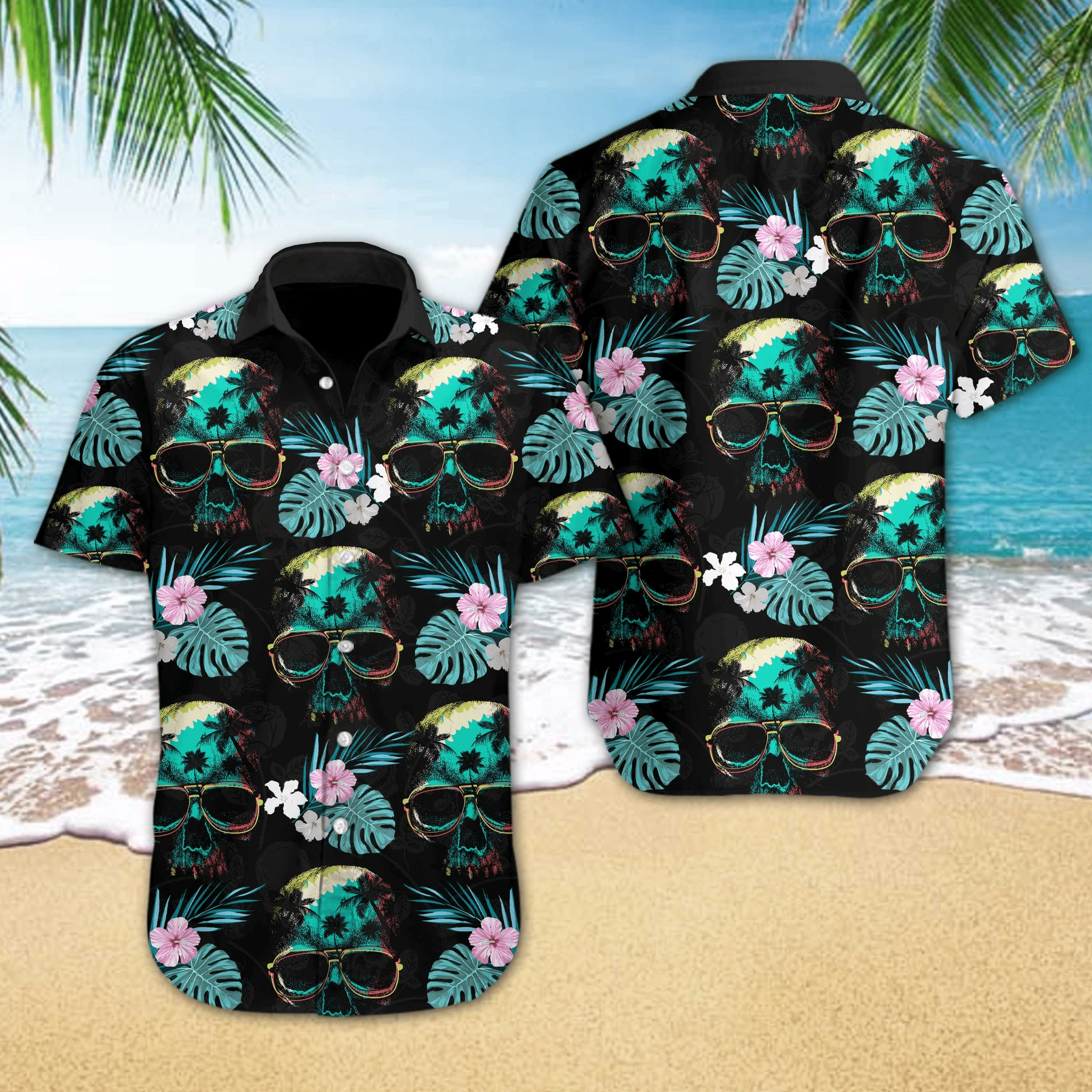 Hawaii Aloha Shirts Skull Beach Ha66222