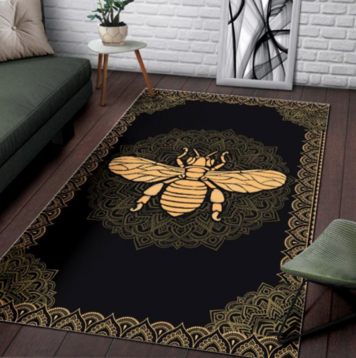 Mandala Bee Logo Custom Area Rug Carpet Full Sizes Home Living Rug Carpet Decor