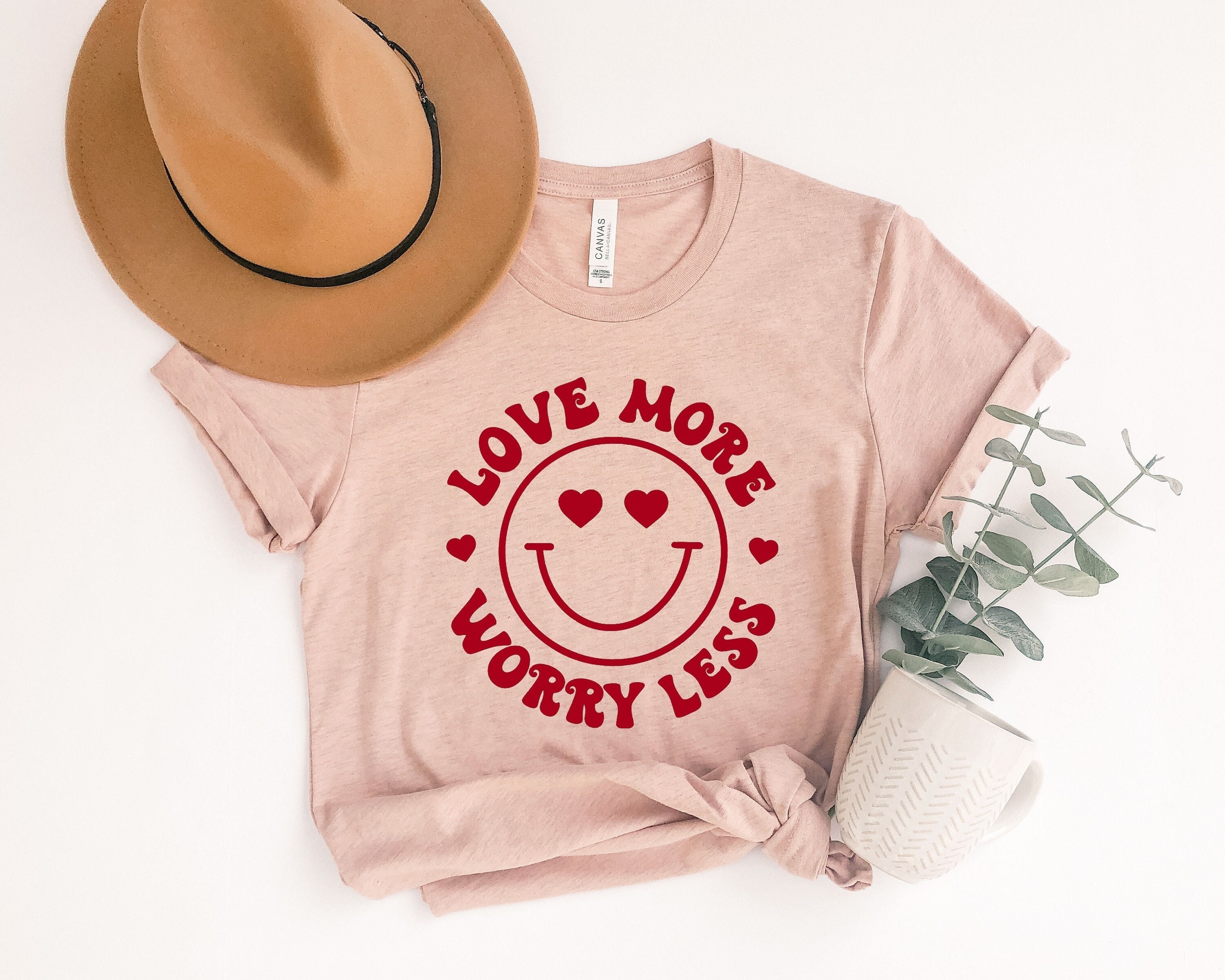 Love More Worry Less Shirt, Valentines Shirt, Shirt for Valentines, Hippie Shirt, Love Shirt, Love More Shirt, Cute Valentines Shirt