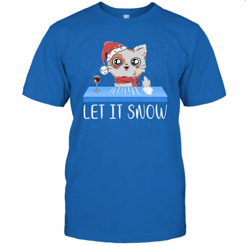 Let It Snow Santa Wine Adult Humor Cat Kitten Funny Gag Gifts Shirt