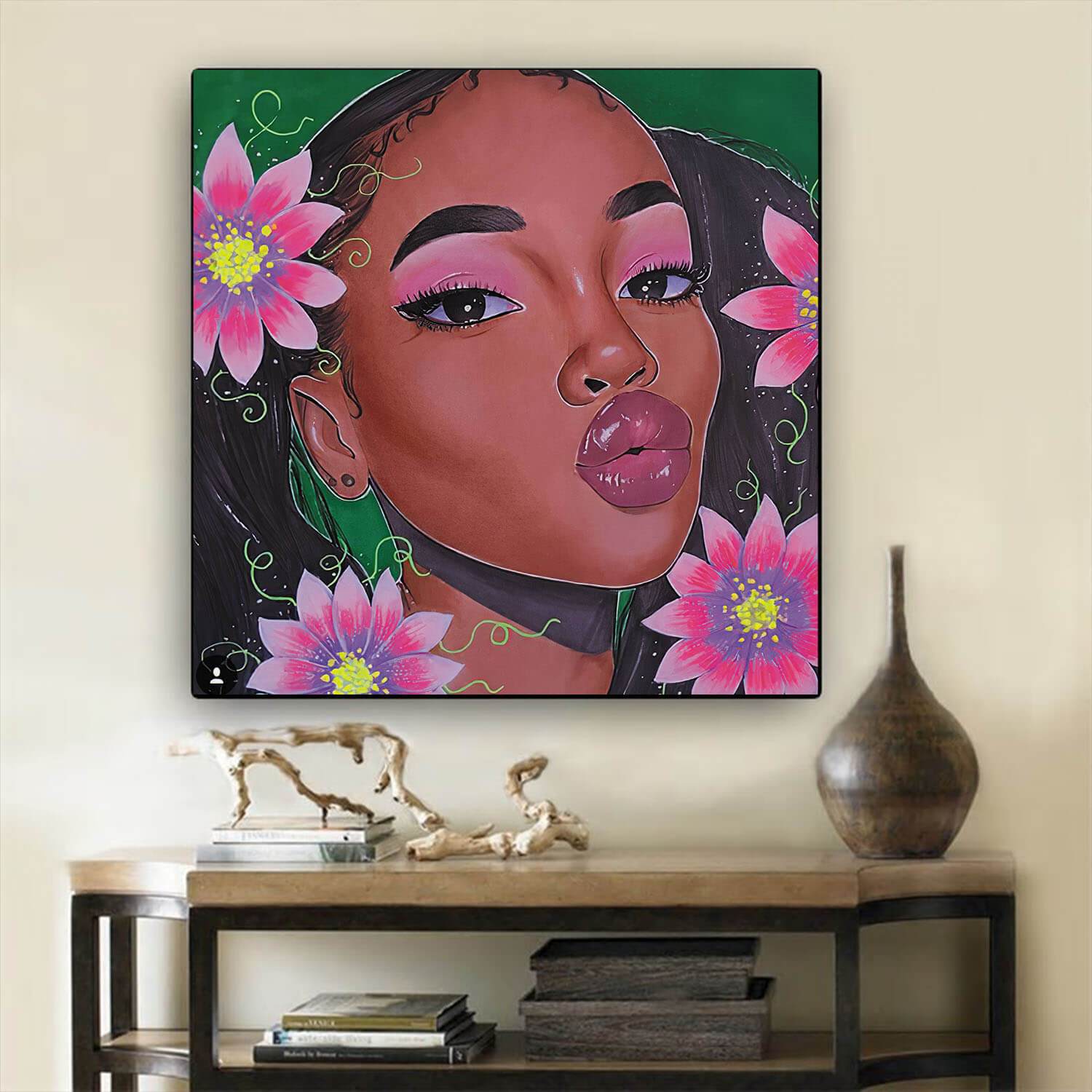 Black History Art Beautiful African American Girl Black History Canvas Art Afrocentric Decor BPS55678