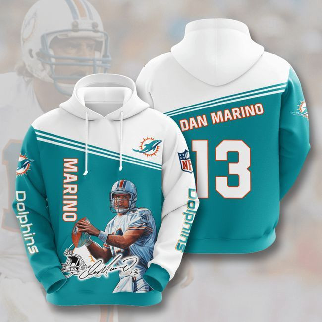 Miami Dolphins 13 Dan Marino 21 Unisex 3D Hoodie Gift For Fans