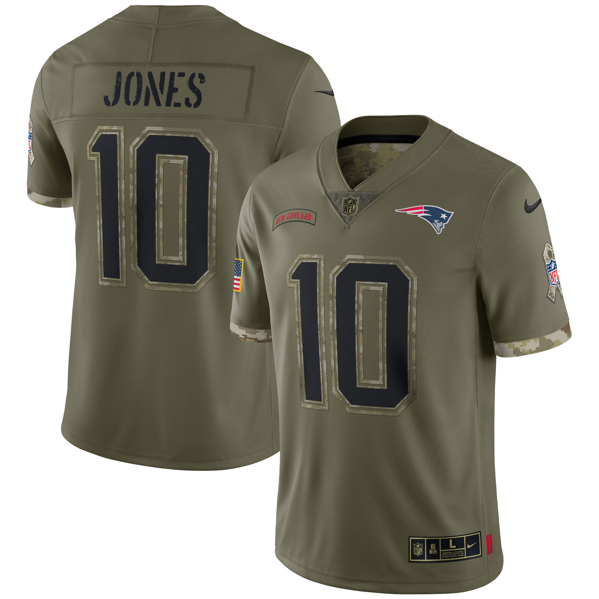 Men’s New England Patriots Olive 2022 Salute To Service Limited Jersey