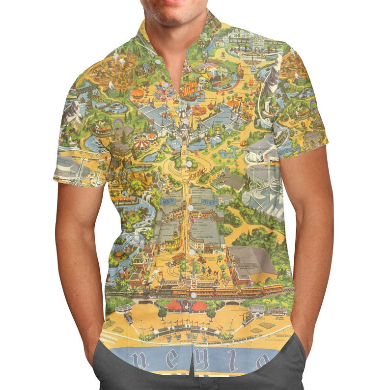 Disneyland Vintage Map Cartoon Graphics All Over Print 3D Hawaiian Shirt TeeCrew Inspired Chrismast