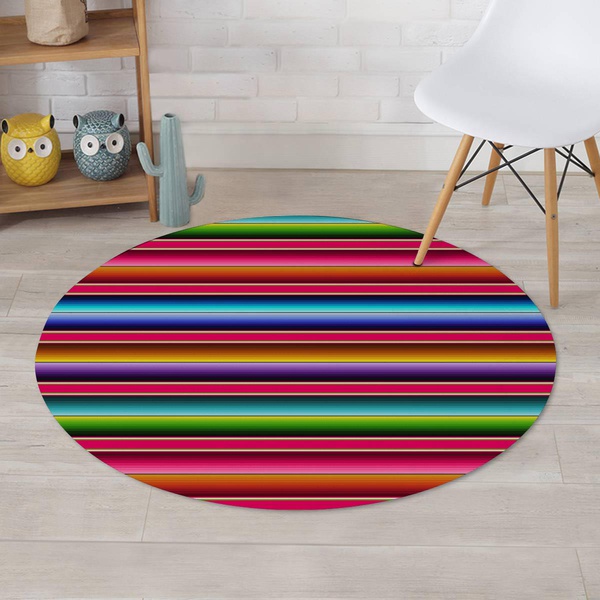 Coloful Mexican Baja Round Rug