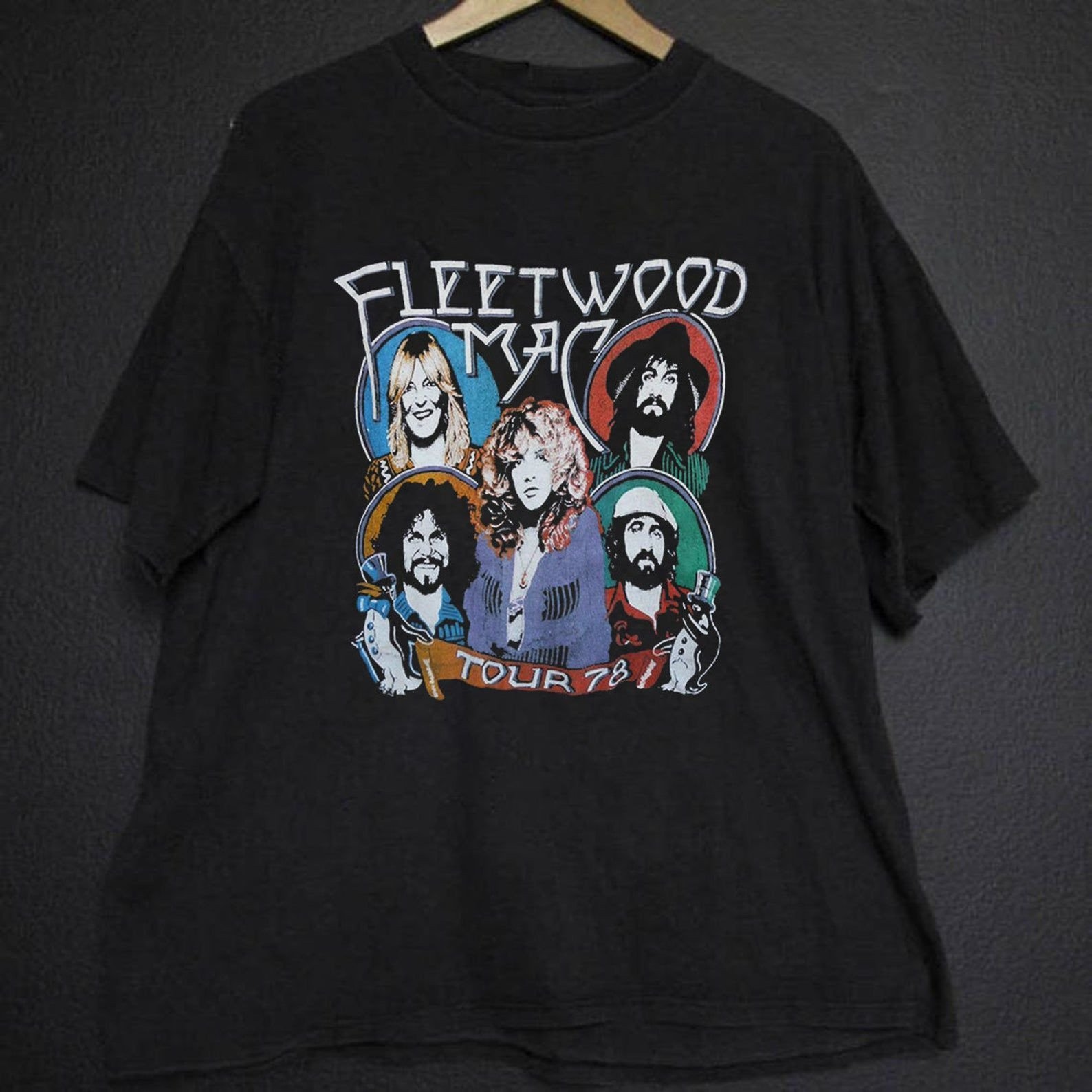 Vintage Fleetwood Mac Vintage Black T-Shirt Re Fleetwood Mac Shirt Rock Band T-Shirt Music Shirt Gift For Dad Gift For Him