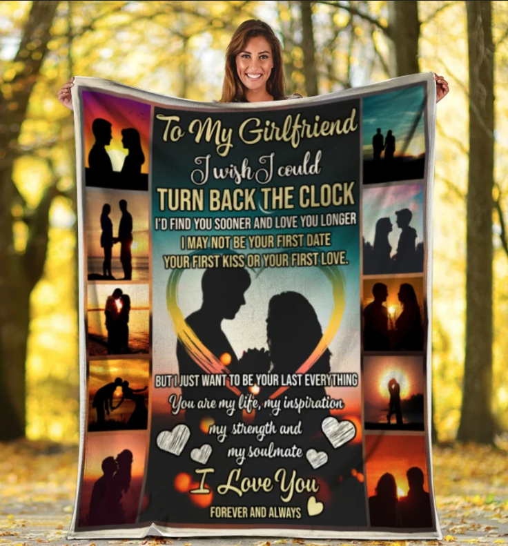 To My Girlfriend I Wish I Could Turn Back The Clock Fleece Blanket Gift For Family,Birthday,Girlfriend,Wife,Couple,Gift Home Decor Bedding Couch Sofa Soft And Comfy Cozy