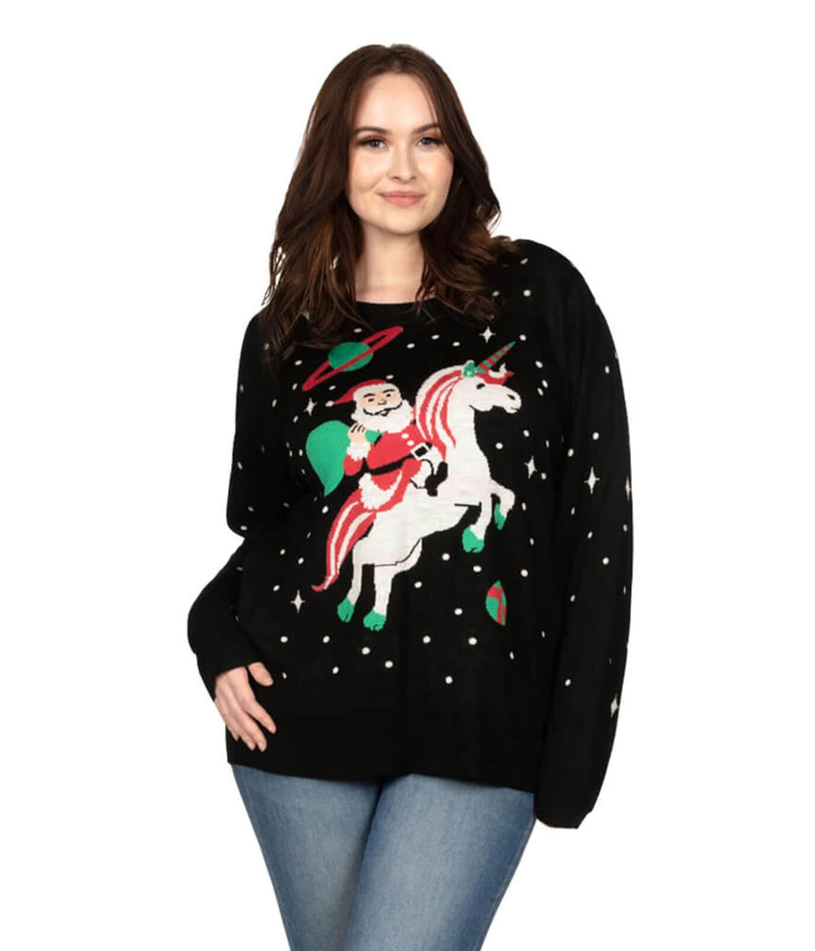 Women’S Santa Unicorn Plus Size Ugly Christmas Sweater