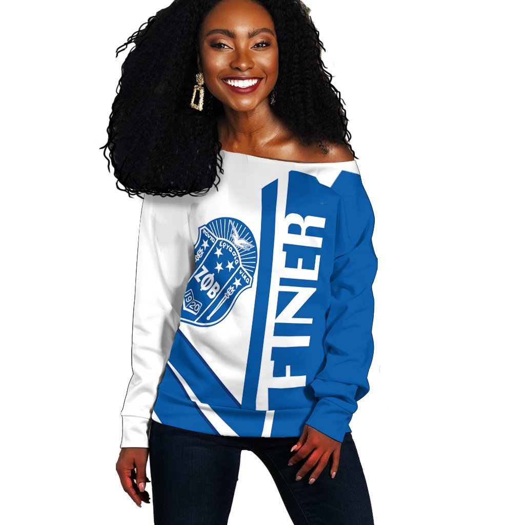 Sorority Sweatshirt – Zeta Phi Beta Half Concept Women Off Shoulder Style