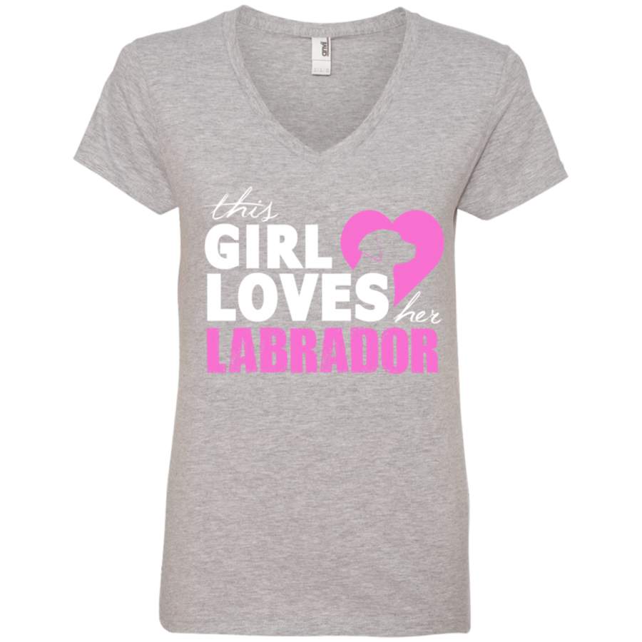 This Girl Loves her Labrador Ladies’ V-Neck T-Shirt