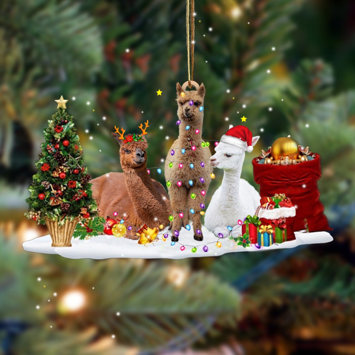 Tmarc Tee Llama Christmas Ornament For Hanging Christmas Tree Animal Ornament Set Cute Xmas Gift