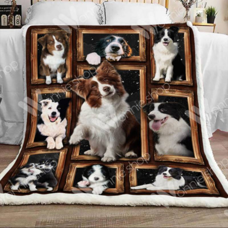 Border Collie Dog Sherpa Blanket NOV3001 81O60